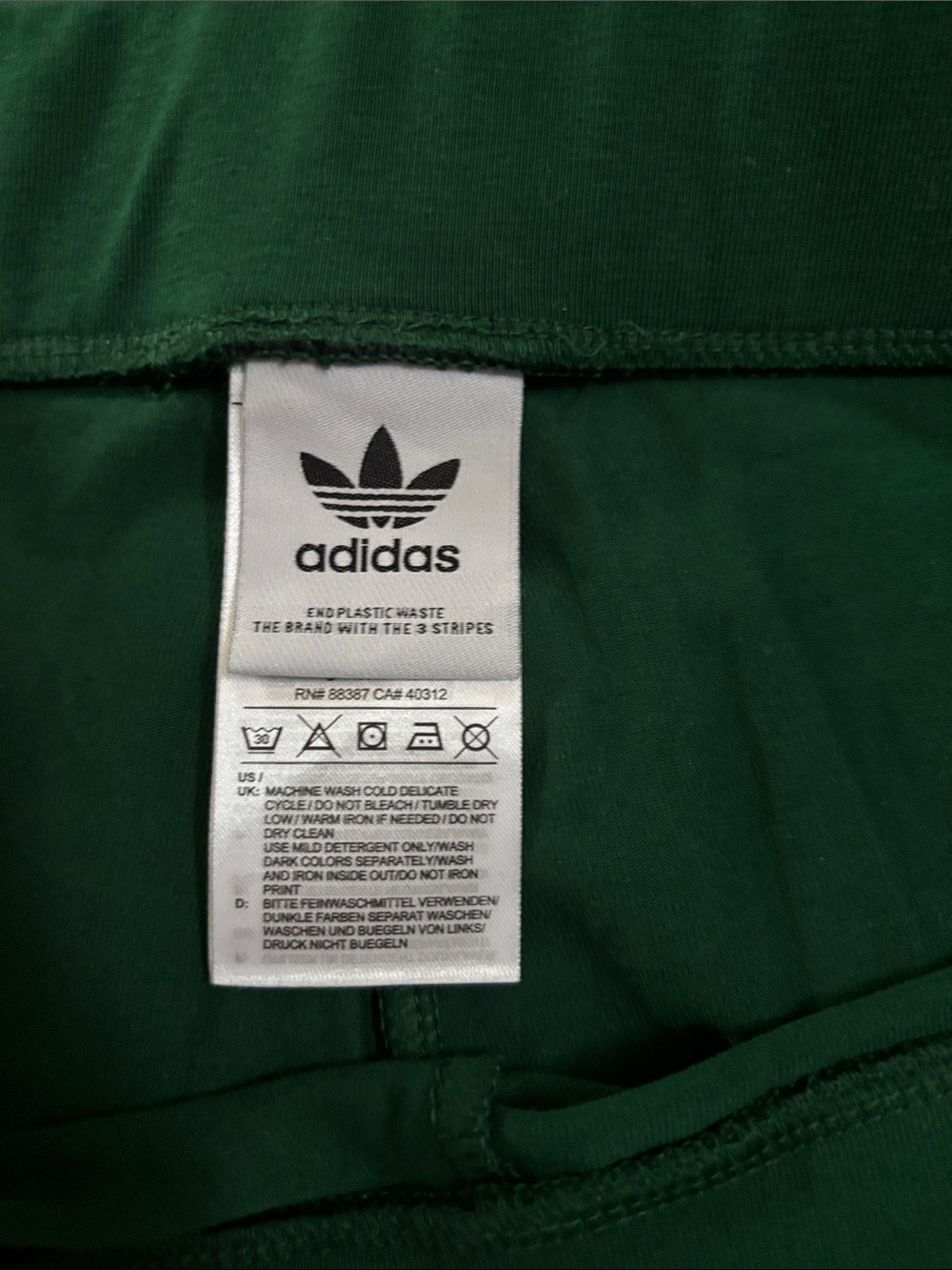 adidas Green Leggings with White Side Stripes - Picture 2 of 5